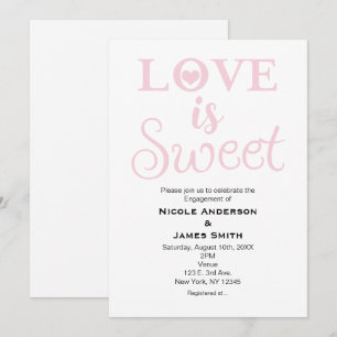 DIE LIEBE IST SÜß Modern Pink & White Verlobung Einladung