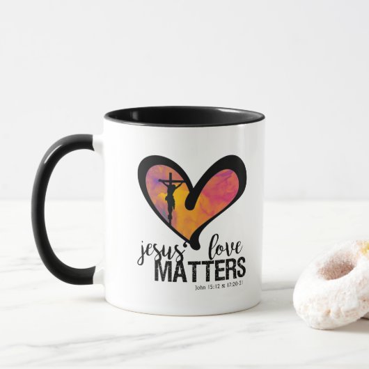 Die Liebe Jesu (Paint Swirl) Tasse (Mit Donut)