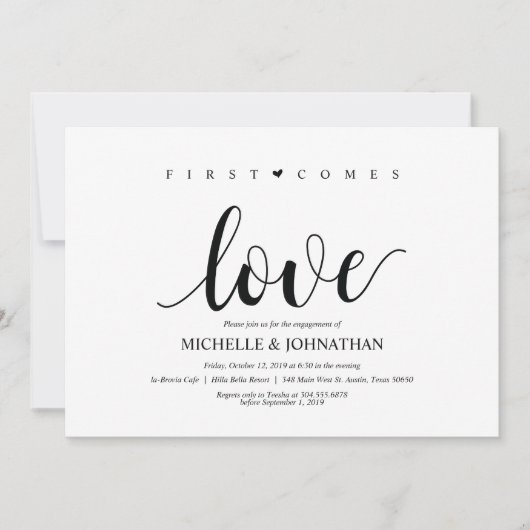 Die Liebe kommt zuerst, Engagement Partei lädt ein Einladung (Vorderseite)