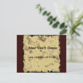 DIE LIEBE Latin Amor Vincit Omnia KONQUERT ALLES Postkarte (Stehend Vorderseite)