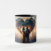 Die Liebe schwindet, aber die Verschmutzung auch Zweifarbige Tasse (Mittel)