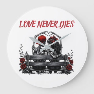 Die Liebe stirbt nie – Gothic Skelett-Paar für imm Große Wanduhr