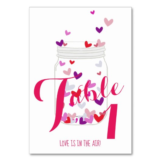 Die Liebe von Bride Candy Hearts liegt im Party de Tischnummer (Rückseite)