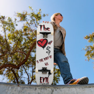 Die Liebe von Geld böse Red Graffiti Christlich Skateboard