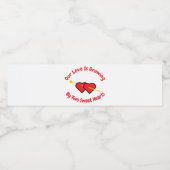 Die Liebe wächst um zwei Herzenszüge Wasserflaschenetikett (Einzelnes Label)