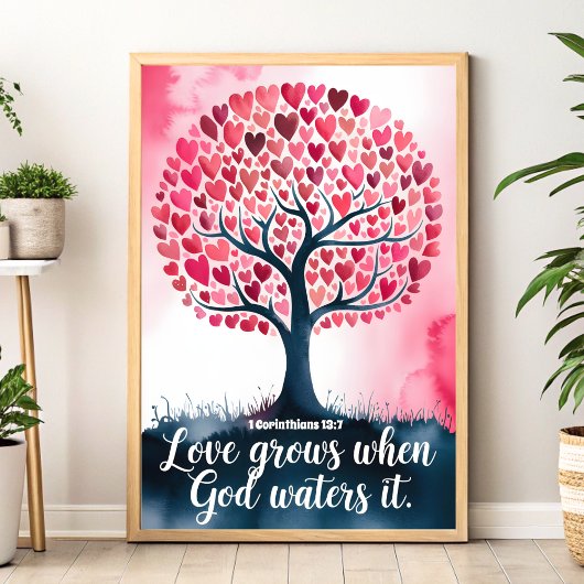 Die Liebe wächst, wenn Gott sie Christliche Mauerk Poster