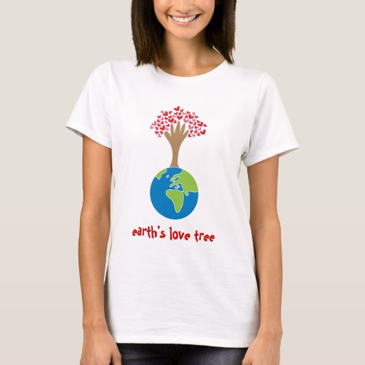 Die Liebe wird von Hand und Rot- und Rosa-Herz-Bau T-Shirt (Vorderseite)