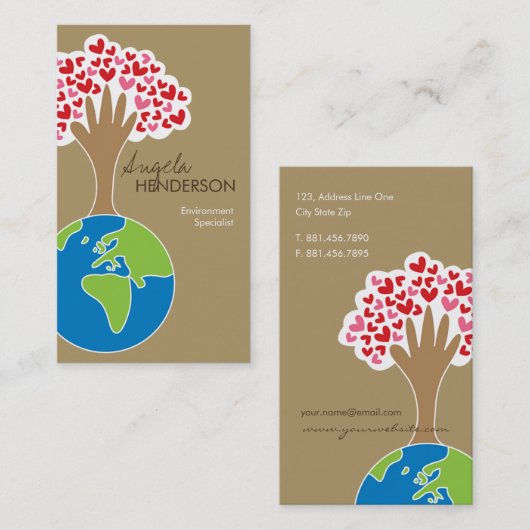 Die Liebe wird von Hand und Rot- und Rosa-Herz-Bau Visitenkarte (Vorne/Hinten)