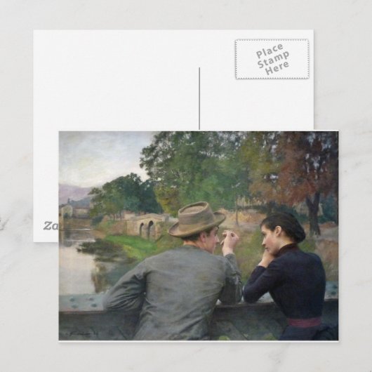 Die Liebenden, 1888 Postkarte (Vorne/Hinten)