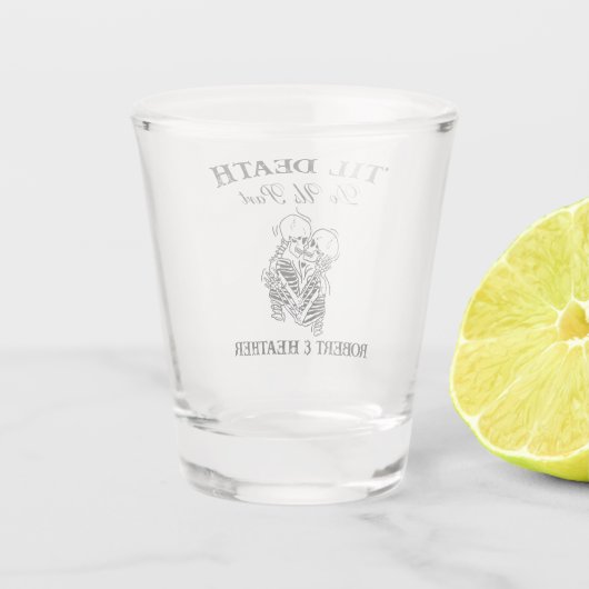 Die Liebenden bis zum Tod gotische Hochzeit Person Schnapsglas (Rückseite)