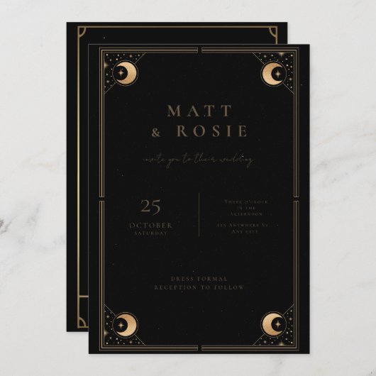 Die Liebenden laden ein, Tarot Hochzeit Einladung (Vorne/Hinten)