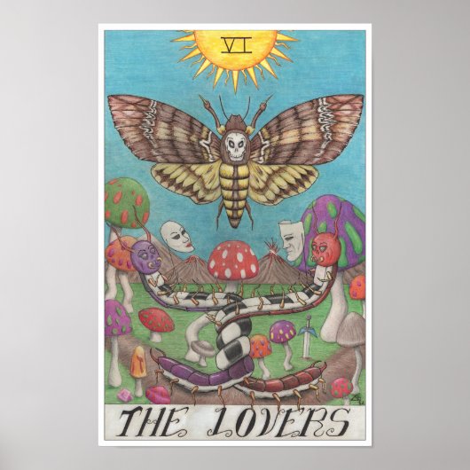 Die Liebenden Tarotkarte Poster (Vorne)