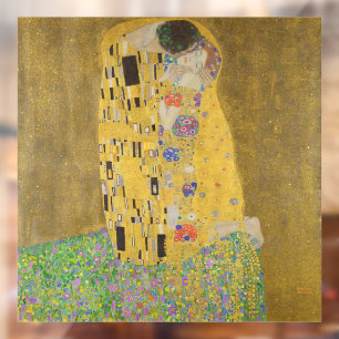 Die Liebenden, umschlungen von Gustav Klimt Fensteraufkleber