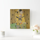 Die Liebhaber des Kissens von Embrace von Gustav K Quadratische Wanduhr (Zuhause)