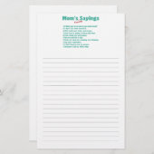 Die LieblingsRedewendungen der Mama auf Geschenken Briefpapier (Vorne/Hinten)