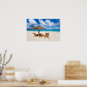 Die Liegestühle am Strand Poster (Küche)