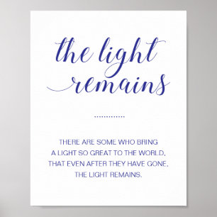 Die Light Remains Navy Blue Gedenkhochzeit Poster