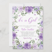 Die Lila Blütenschmetterlingsdusche der Girl Einladung (Vorderseite)