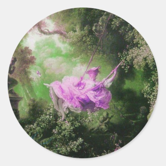 DIE lila, grüne Veilchen Runder Aufkleber (Vorderseite)