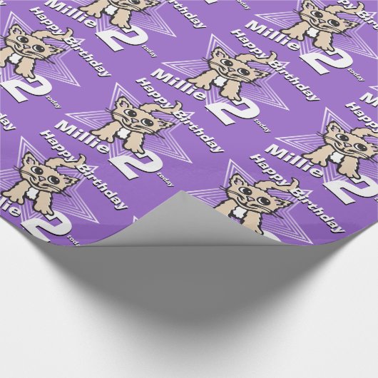 Die lila Katze addieren Ihre Alters- und Geschenkpapier (Ecke)