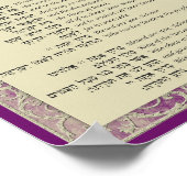 Die Lila Segnungen der Thora Hebräisch und Englisc Poster (Ecke)