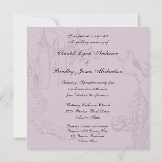 Die lila unbedingte Wedding mit BlumenLiebe laden Einladung (Rückseite)