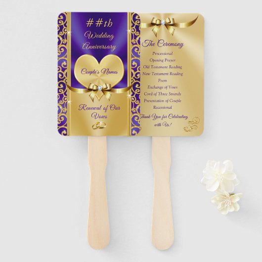 Die Lila und Gold-Jubiläumsfans Fächer (Vorne und Hinten)