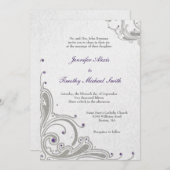 Die lila wedding Juwelen des silbernen Einladung (Vorne/Hinten)