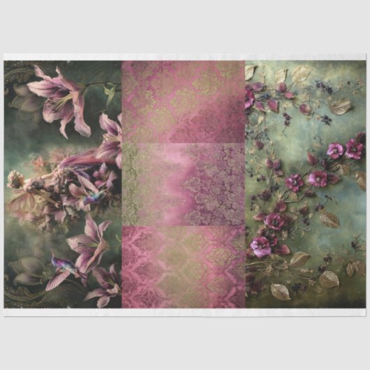 Die Lilie, Märchen-Fantasie-Collage Seidenpapier (Vorderseite)