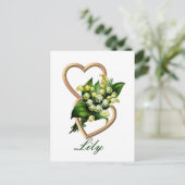 Die Lily des Tals mit zwei Herzen Postkarte (Stehend Vorderseite)