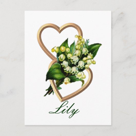 Die Lily des Tals mit zwei Herzen Postkarte (Vorderseite)