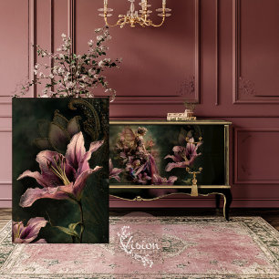Die Lily, Mauve & Moody Green Fantasy Floral Seidenpapier