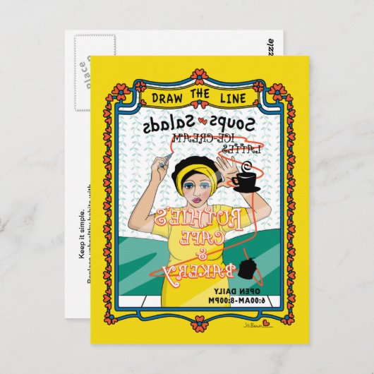 Die Line_B_ Postkarte gezeichnet (Vorne/Hinten)