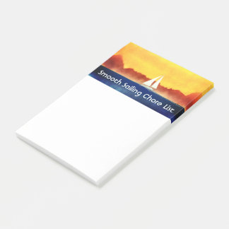 Die Liste der Segeltörner nach dem Start ist glatt Post-it Klebezettel