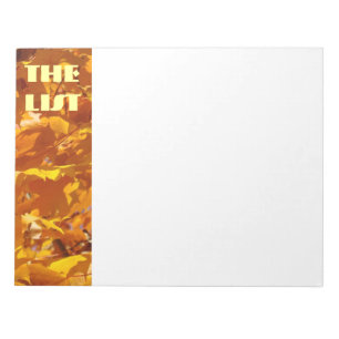 DIE LISTEN-Notizblöcke personifizieren goldenes Notizblock