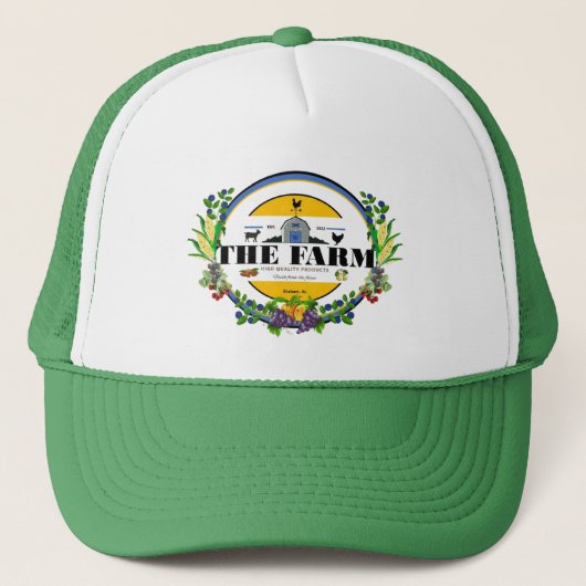 Die Logo-Cap für den Bauernhof. Truckerkappe (Vorderseite)