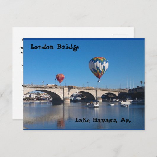 Die London Bridge, Lake Havasu, Az. Postkarte (Vorne/Hinten)