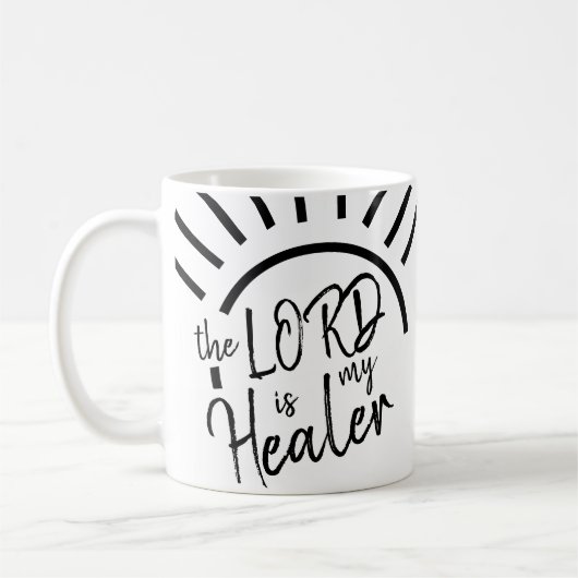 Die LORD ist meine Heilerbibel Verse mit schwarzem Kaffeetasse (Links)