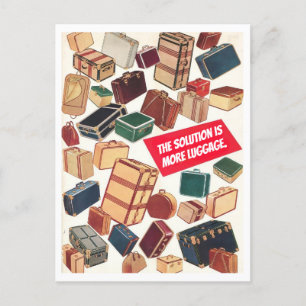 "Die Lösung ist mehr Gepäck" Vintage-Reise Postkarte