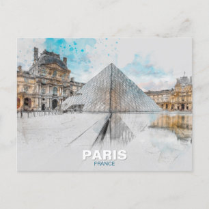 Die Louvre Paris Postkarte – Vintage Retro Reise