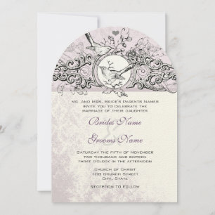 Die Love Bird Lavender Scroll Wedding Einladung