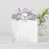 Die Love Bird Lavender Scroll Wedding Einladung (Stehend Vorderseite)