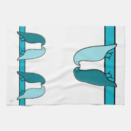 Die Lovebirds in Aqua und Aquamarin in White Geschirrtuch