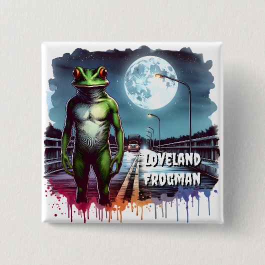 Die Loveland Frogman | Ohio Cryptid Button (Vorderseite)