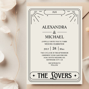 Die Lovers Mystical Black Tarotkarten-Hochzeit Einladung