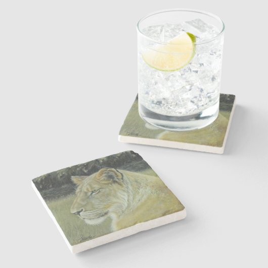 "Die Löwe-Königin-" Stein-Untersetzer Steinuntersetzer (Seitenansicht)