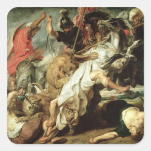 Die Löwenjagd, 1621 Quadratischer Aufkleber