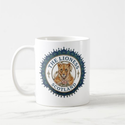 Die Löwin. Schottland Kaffeetasse (Links)