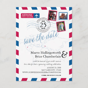 Die Luftpost der Welt Save the Date Ankündigungspostkarte