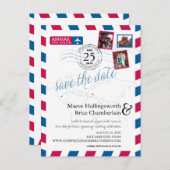 Die Luftpost der Welt Save the Date Ankündigungspostkarte (Vorne/Hinten)